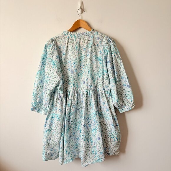 Zara Poplin Voluminous Floral Printed Mini Dress Blogger Favourite Blue Size XL - Picture 6 of 8